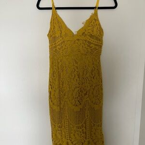 AKIRA Sunlit Yellow Lace Dress